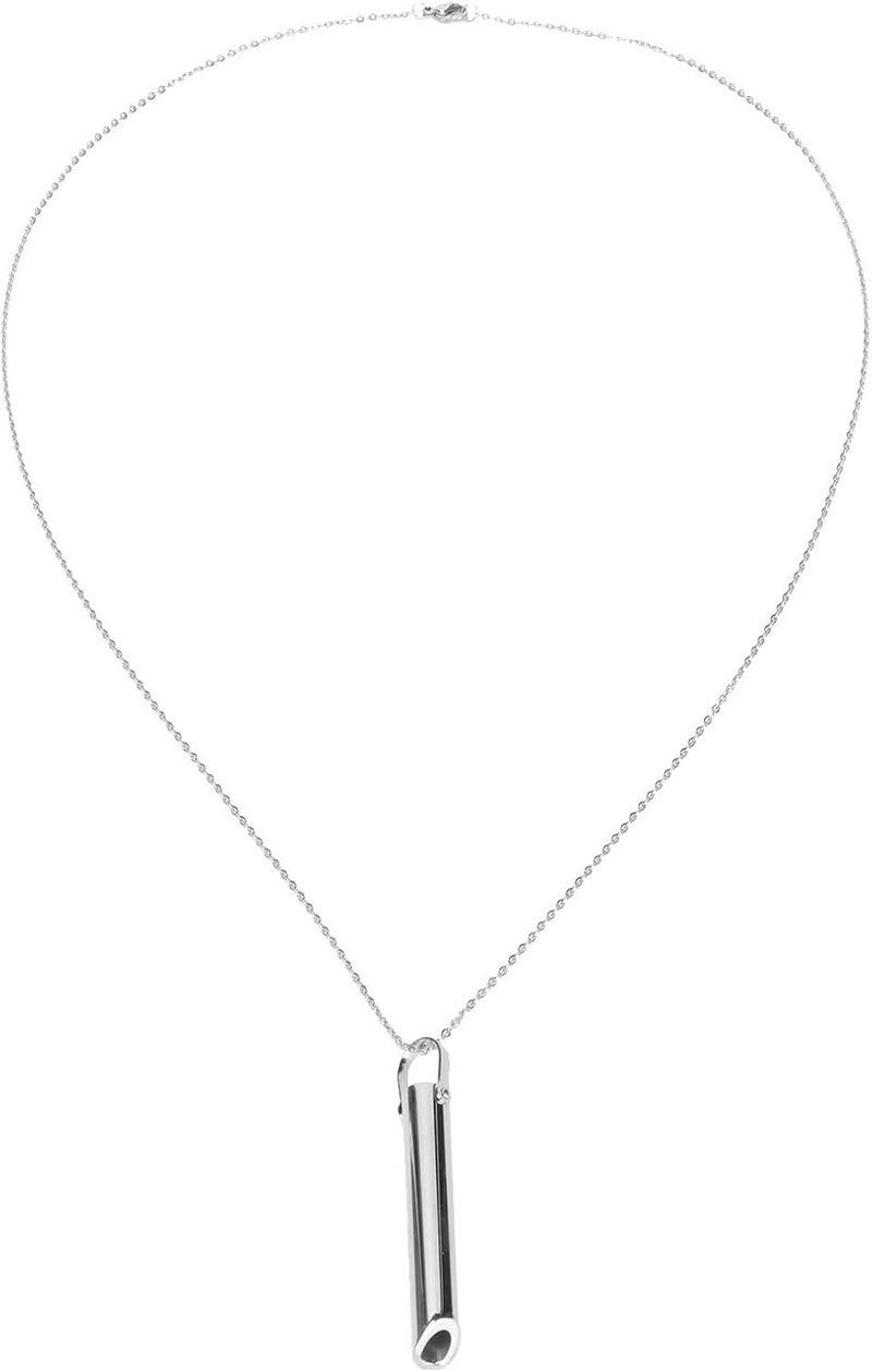 woobles Breathing Necklace, Stress Anxiety Necklace, Meditation Tuning Necklace Breathing Necklace for Mindful Breathing, Stress Relief, Unisex Fashionable Stainless Steel Necklace(Silver) - Image 1